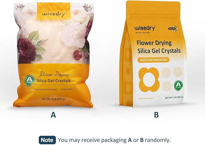 wisedry Silica Gel Crystal for Flowers Drying - 2 LBS, Fine Crystals < 1mm, Color Indicating, Reusable