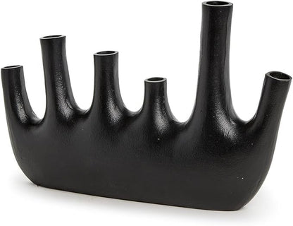 Two's Company Cosmo Black Pipe Decorative Vase, 11-inches Height, Aluminum, Home Decor Accessories