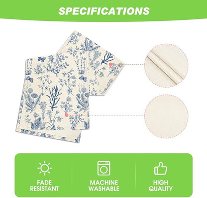 Artoid Mode Blue Wild Flowers Floral Spring Table Runner,Seasonal Summer Kitchen Dining Table Decoration for Home Party Decor 13x72 Inch