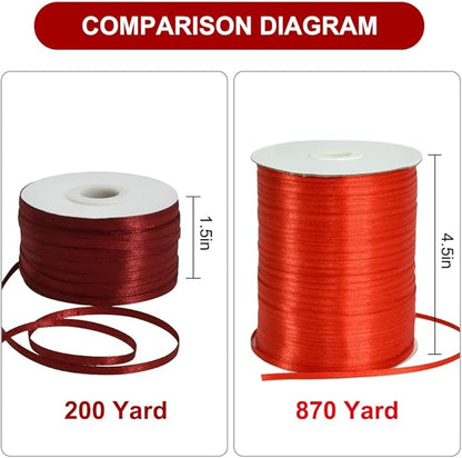 1/8 Inch x 200 Yards Deep Red Claret Thin Solid Satin Ribbon Spool Double Face Woven Fabric Ribbons for Crafts Hanging Tags Invitation Card Balloons Bouquet Hair Gift Wrapping Party Decoration