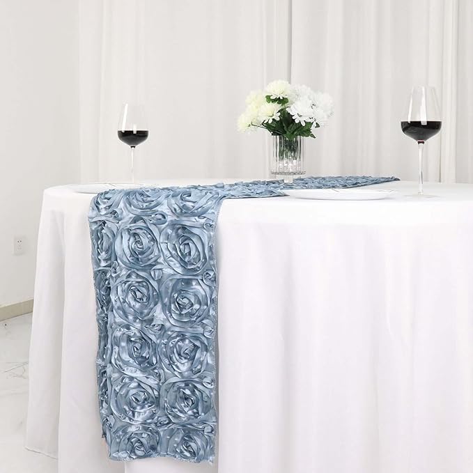 Efavormart Wonderland Rosette Premium Table Runners for Weddings Party Banquets Decor Fit Rectangle and Round Table - Dusty Blue