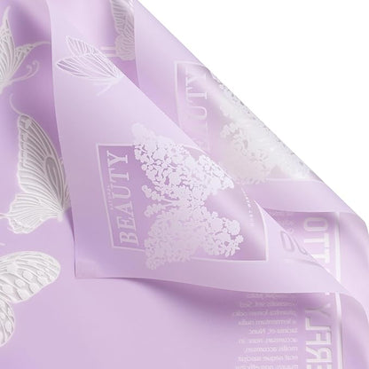 WRAPAHOLIC 20 Sheets Flower Wrapping Paper - 22.4 x 22.4 inch Purple Butterfly Water-Resistant Floral Bouquet Wrapping Paper, Florist Supplies Packaging for Wedding Birthday Gift DIY