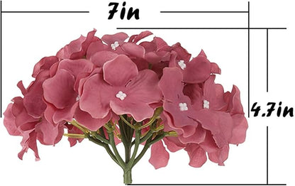 Flojery Silk Hydrangea Heads Artificial Flowers Heads with Stems for Home Wedding Decor,Pack of 10 (Mauve)