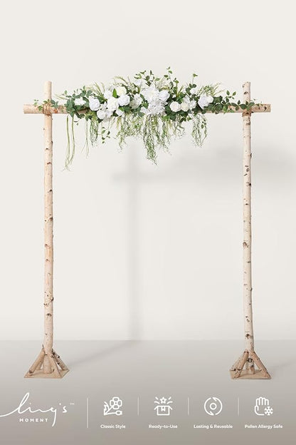 Ling's moment Wedding Arch Flowers - 6.5FT Floral Garland for Ceremony Arbor Backdrop Decoration - Artificial Rose Floral Swag for Sweetheart Table Birthday Party, Baby Shower, Lily White
