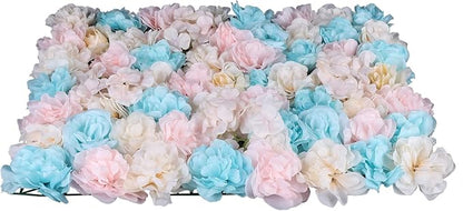 12 Pcs Artificial Flower Wall Panels 60x40cm 3D Flower Background for Wall, Wedding Flower Decorations Wall Silk Rose Panels for Candy Wall, Photo Areas, Stage Background(Dahlia + Rose + Hydrangea)