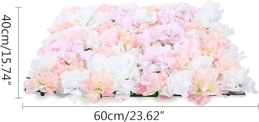 20 PCS Artificial Flower Wall Panel,Each Panel 24" x 16"3D Silk Rose Hydrangea Floral Backdrop,Handmade Eco-Friendly Flower Wall Photo Backdrop Decor (type4)