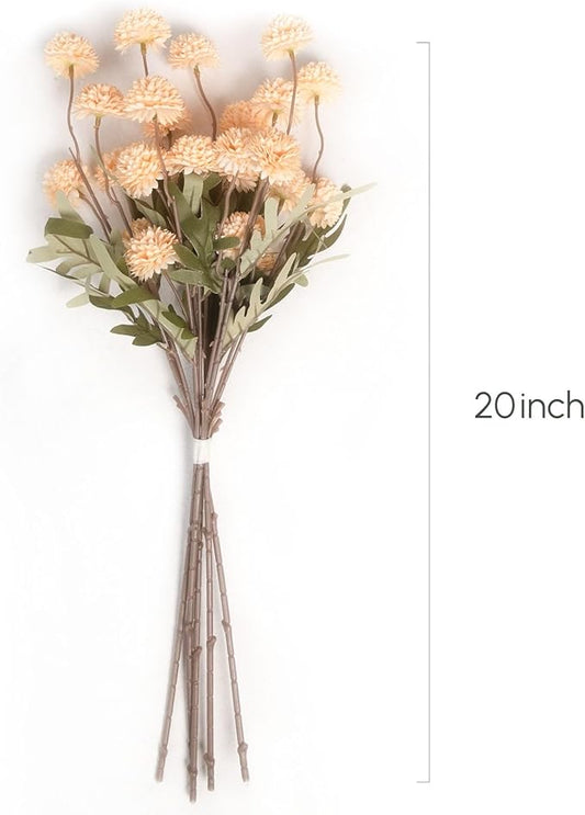 5 Pcs Fall Artificial Chrysanthemum Silk Flowers, 21" Long Stem Faux Mini Mums Flower Bulk, Floral Arrangements for DIY Bouquet Home Wedding Table Centerpiece Decor (No Vase)