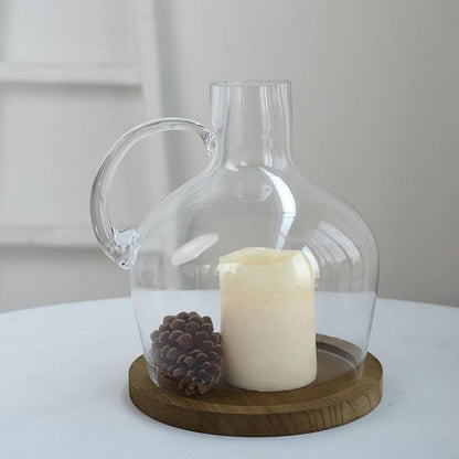 Efavormart 10" Heavy Duty Clear Glass Vases Candle Holder Centerpiece Vessel Jar with Wooden Base