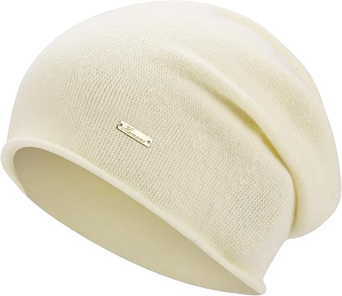 100% Wool Slouchy Beanie, Warm Beanie Hats for Women Breathable Knitting Skull Beanies Cap for Spring Fall Winter
