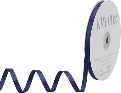 Navy Blue Satin Ribbon, Double Faced 1/4 Inch X 50 Yards Navy Blue Ribbon, Premium Satin Ribbon for Gift Wrapping, Crafts, Hair Bow Making, Sewing, Flower Bouquet, Wedding Party Decor