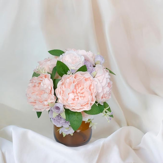 16pcs 4" Peonies Artificial Flowers Bulk, Pink Fake Peony Foam Flowers, Silk Peonies Faux Bouquet for Floral Arrangements Wedding Bridal Flower Cake Decorative Flower Table Centerpieces