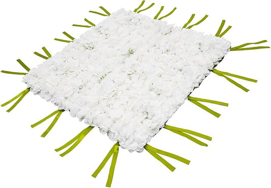 CNCEST Artificial Flower Wall Panels, Flower Wall Mat Silk Rose Flower Panels, Artificial Flower Wall Background (Green+White)