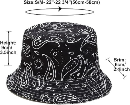 Quanhaigou Bucket Hat for Men Women,Packable Reversible Printed Sun Hats,Fisherman Outdoor Summer Travel Hiking Beach Caps
