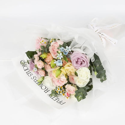 NESCCI 20 Sheet Flower Wrapping Paper - Waterproof Floral Bouquet Wrapping Paper, Florist Supplies Packaging Paper for Wedding Birthday Gift DIY(Transparent White)