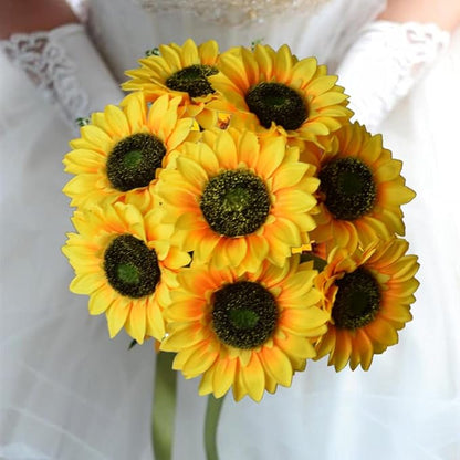 Artificial Sunflowers Flowers 8pcs Single Long Stem Large Faux Silk Sunflower Flower Bouquets for Wedding Party Bulk Yellow Centerpieces Home Decor