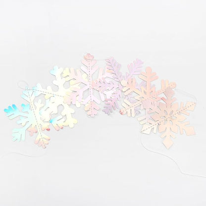 Iridescent-Holographic Snowflake-Snow Christmas Party-Decorations Garland - 6pcs Winter Girl Frozen Birthday New Year Hanging Decoration Streamers Banner, Wonderland Party Supplies Decor Panduola