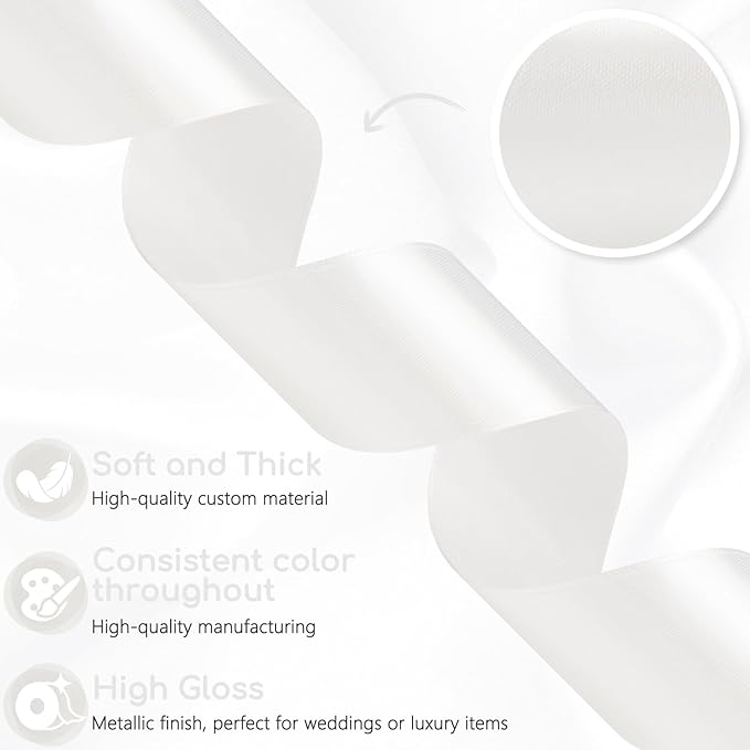White Ribbon 1-1/2 Inch 30 Yards Solid Color Satin Ribbon for Flower Bouquet, Fabric Ribbon for Gift Wrapping Crafts Hair Bows Making Sewing Wedding Christmas