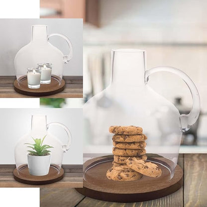 Efavormart 10" Heavy Duty Clear Glass Vases Candle Holder Centerpiece Vessel Jar with Wooden Base
