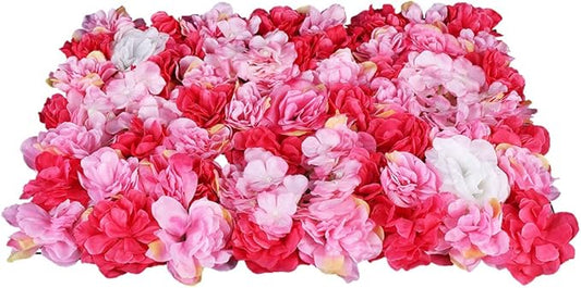 6 Pcs Artificial Flower Wall Panels 60x40cm 3D Flower Background for Wall, Wedding Flower Decorations Wall Silk Rose Panels for Candy Wall, Photo Areas, Stage Background(Dahlia + Rose + Hydrangea)