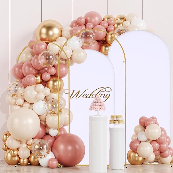 Arch Backdrop Stand and Cover Set,6.6FT, 6FT Wedding Arch Frame,Balloon Arch Stand for Birthday Party, Graduation,Ceremony,Baby Shower Decorations