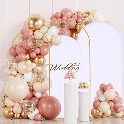 Arch Backdrop Stand and Cover Set,6.6FT, 6FT Wedding Arch Frame,Balloon Arch Stand for Birthday Party, Graduation,Ceremony,Baby Shower Decorations