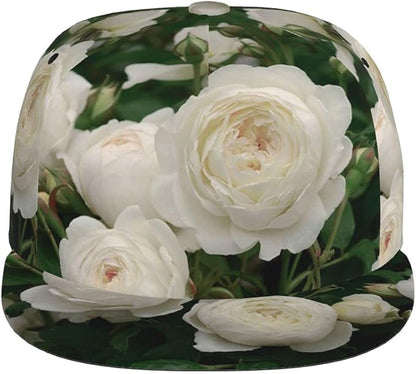 ASYG Rose Baseball Cap Women Hat Fashion Flat Bill Brim Flowers Adjustable Hats Cute Cap