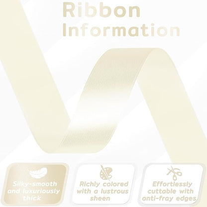 60 Yards Ivory Satin Ribbon 7/8 Inch, Solid Cream Polyester Fabric Ribbon for Gift Wrapping, Crafts, Flower Bouquet, Wedding, Baby Shower, Nursery Party, Festival, Christmas