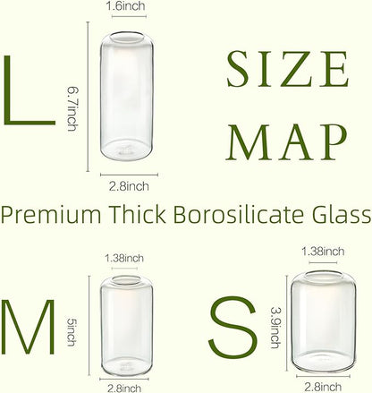 ZENS Bud Vases Set of 3, Modern Small Glass Vases for Flower Clear Bud Vases for Wedding Centerpiece, Blown Thicker Glass Small Vase for Flowers, Wedding Party Events Home Bathroom Decor