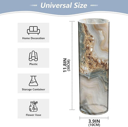 xmyzcd Agate Marble Vase Cylinder Vases Clear Plastic Flower Vase Easy to Clean for Centerpieces Homes Offices Kitchens