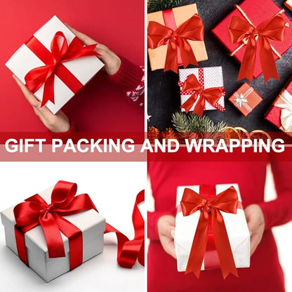 TONIFUL Red Satin Ribbon 1 Inch X 25yds Solid Silk Ribbons for Gift Wrapping, Craft, Floral Bouquets, Valentine's Day Christmas Gift Wrapping, Party Wedding Decoration