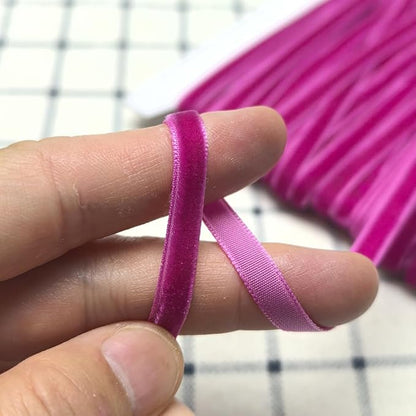 Chenkou Craft Fuschia 25 Yards 1/4" Velvet Ribbon Lots Bulk (Fuschia, 1/4"(6mm))
