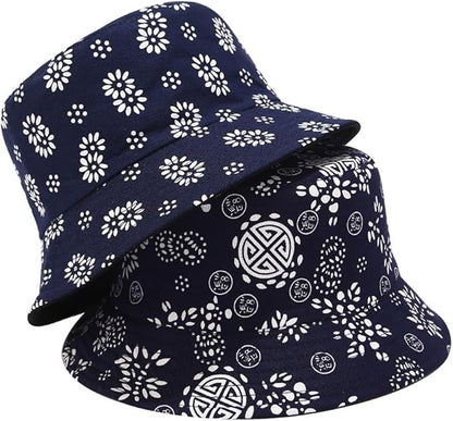 Quanhaigou Bucket Hat for Men Women,Packable Reversible Printed Sun Hats,Fisherman Outdoor Summer Travel Hiking Beach Caps