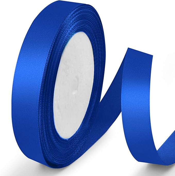 25 Yards 5/8 inch Satin Ribbon, Solid Color Fabric Ribbon Perfect for Gift Wrapping, Wedding, Handmade Bows, Floral Bouquets and Party Decoration(Royal Blue)