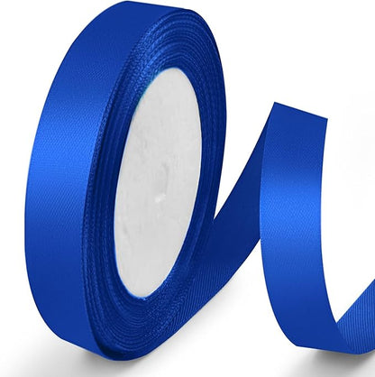 25 Yards 5/8 inch Satin Ribbon, Solid Color Fabric Ribbon Perfect for Gift Wrapping, Wedding, Handmade Bows, Floral Bouquets and Party Decoration(Royal Blue)