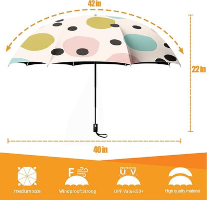 Small Compact Travel Automatic Folding Umbrella for Women, Portable Lightweight, Rain, Wind, UV Sun Shade