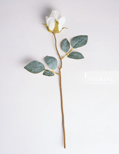 Rose Artificial Flower Buds 12pcs Realistic Faux Silk Roses Fake Flowers Bouquets Arrangements Decor for Wedding Spring Mother's Day, Home Table Decorations, Beige Flower