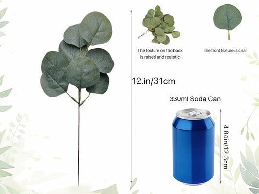 50pcs Eucalyptus Leaves simulate Green Plants, Wedding Home Office Center Flower Decoration, DIY vase Flower Arrangement Eucalyptus Leaves, Stems
