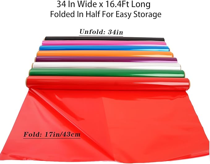 CMFYHM 8 Rolls Colored Cellophane Wrap Roll (34 in x 16.4 ft x 8 Colors) Extra Wide Cellophane Roll Transparent Color Cellophane Gift Wrapping for Gift Baskets,Flowers, DIY Craft,Baby Shower