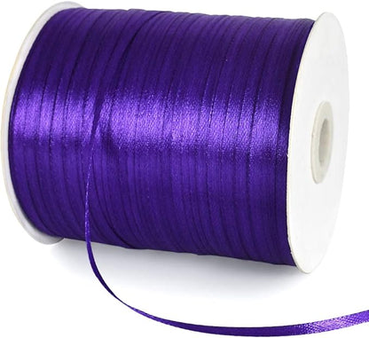 1/8 Inch x 870 Yards Purple Thin Solid Satin Ribbon Giant Spool Double Face Woven Polyester Fabric Ribbons for Crafts Hanging Tags Balloons Bouquet Hair Gift Wrapping Party Decoration Halloween