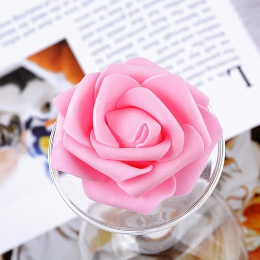 IPOPU 100 Pcs Artificial Rose Flower Heads Real Looking Baby Pink Fake Roses Flowers Foam Blush Roses for DIY Wedding Centerpieces Party Baby Shower Banquet Home Decorations (Pink, Stemless)