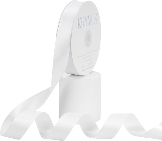 White Satin Ribbon, Double Faced 1 Inch X 50 Yards White Ribbon, Premium Satin Ribbons for Gift Wrapping, Crafts, Hair Bow Making, Sewing, Flower Bouquet, Wedding Party Decor