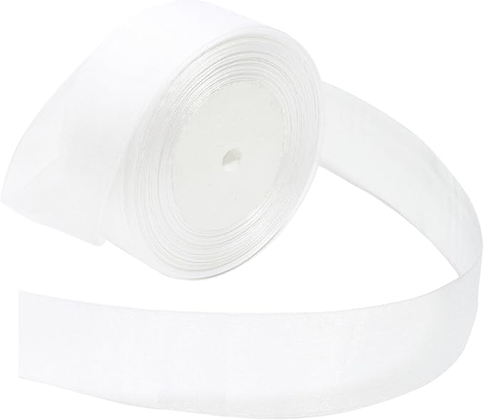 White Ribbon for Gift Wrapping 1-1/2 inch Sheer Organza Ribbon for Flower Bouquet Tulle Chiffon Ribbons for Wedding Invitations Christmas Decorations Crafts 50 Yards