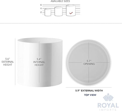 Royal Imports Flower Acrylic Vases Cylinders - Decorative Centerpiece Display for Home or Wedding - Non Breakable Plastic, 6" - White