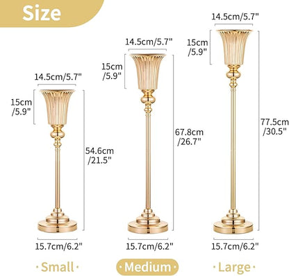 NUPTIO Flower Vase Centerpiece Wedding: 10 Pcs 26.7" Tall Gold Stand Metal Trumpet Vases for Wedding Party Table Decoartions
