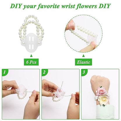 Bouquets Floral Wire Arrangement Tool Kit, COITEK DIY Bouquet Making Tools with 3P Floral Tape, 6P Elastic Pearl Wrist, Floral Wire,Flower Pin, Cutter, Ribbon for Wrist Corsages Wedding Decor