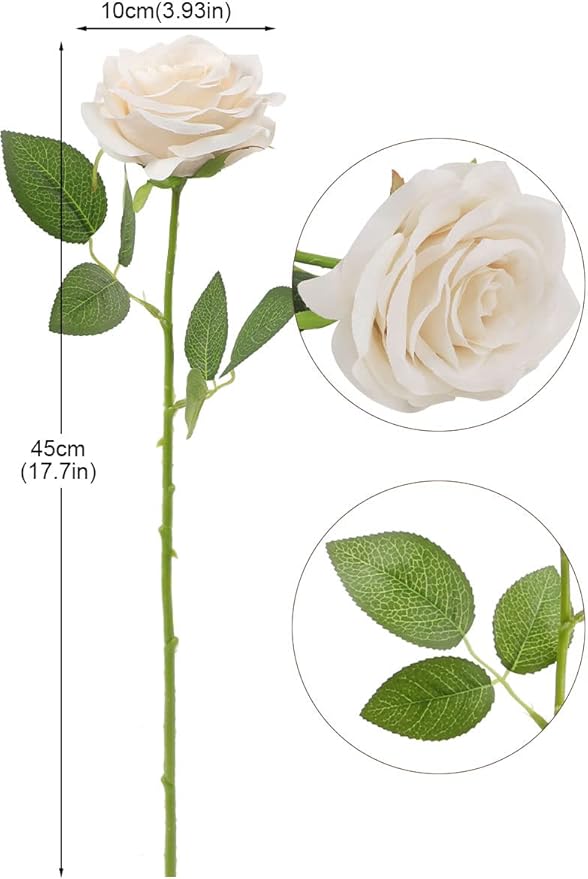 Artificial Rose Flower Nude Flowers Nude Roses Silk Flowers 12 pcs with Long Stem Silk Roses Bouquet for Wedding Bridal Shower Party Home Decoration