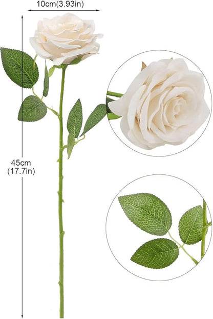 Artificial Rose Flower Nude Flowers Nude Roses Silk Flowers 12 pcs with Long Stem Silk Roses Bouquet for Wedding Bridal Shower Party Home Decoration