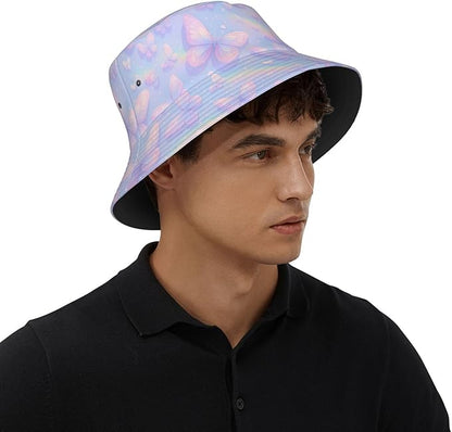 Christmas Navy Blue Tree Bucket Hat Novelty Sun Hats Trendy Fisherman Cap for Men and Women