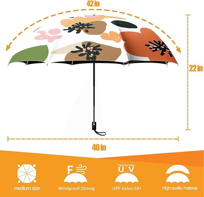 Small Compact Travel Automatic Folding Umbrella for Women, Portable Lightweight, Rain, Wind, UV Sun Shade