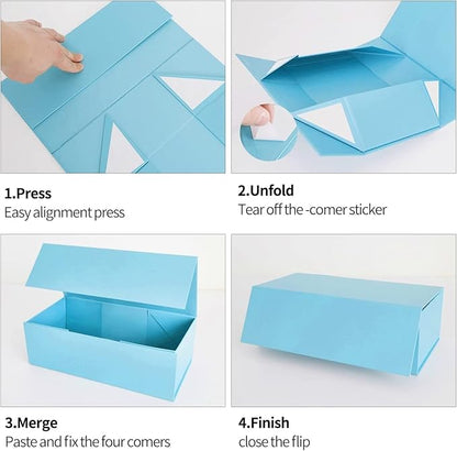 Gift Boxe 10" x 6" x 3" with Magnetic Closure Lid Gift Boxes for Presents,Bridesmaid Gifts Box,Cute Box,Birthday Gift box,Luxury for Gift Packaging, Magnetic Gift Box for Wrapping Gifts (Blue/5PCS)